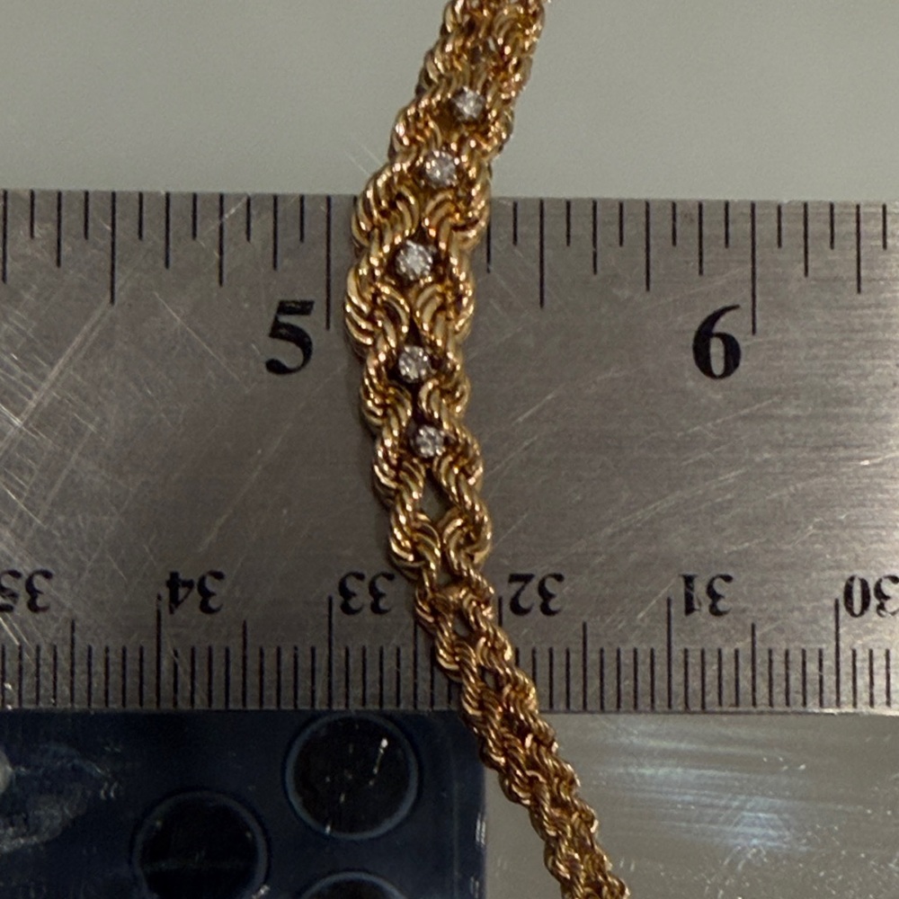 Solid 14K Gold Necklace w/Natural Round Diamonds. 10.98 Grams - Picture 13 of 15